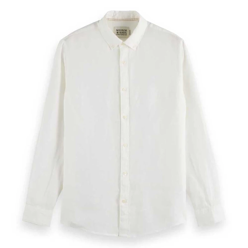 Scotch & Soda Core Linen Shirt LS Button-Down, Off White 100, M