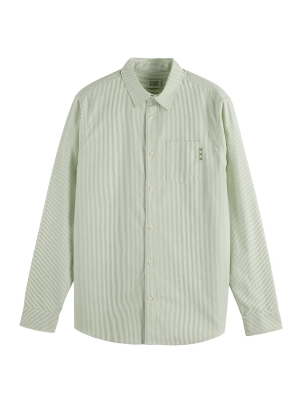Scotch & Soda Men's Regular fit Oxford Shirt, Pistachio Stripe, M