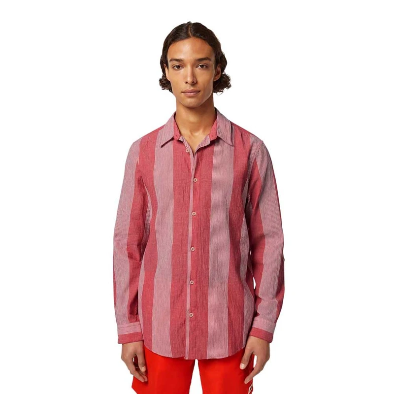 Scotch & Soda Crinkled-Stripe Regular Fit Shirt, Roadside Red Stripe 610, XXL
