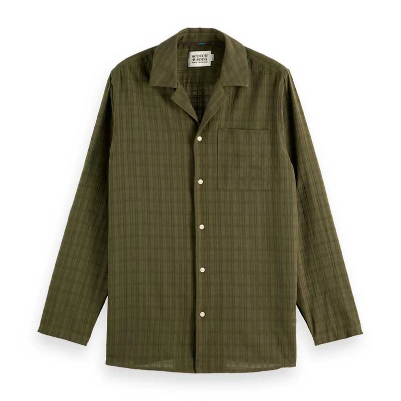 Scotch & Soda Men's Cotton Voile Regular Fit Shirt, Classic Green, XXL