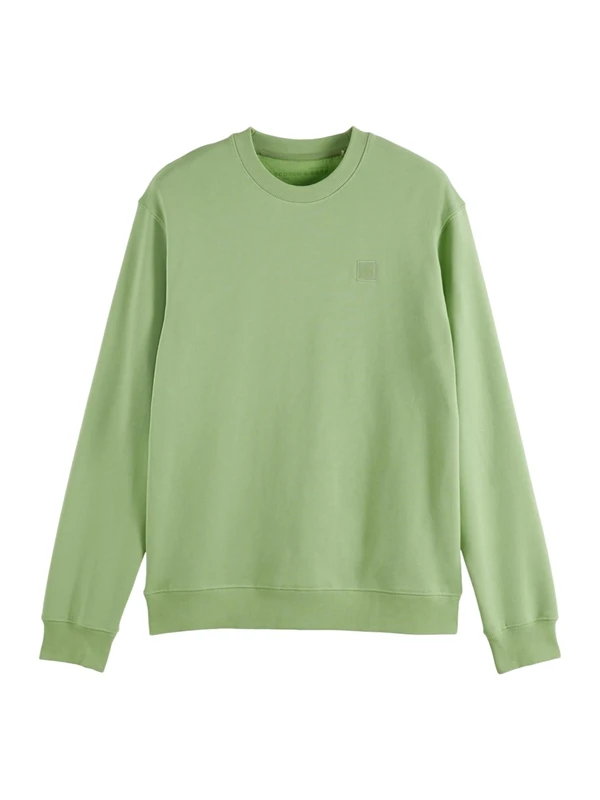 Scotch & Soda Mens Essential Badge Logo Crewneck Sweatshirt, Pistachio, S UK