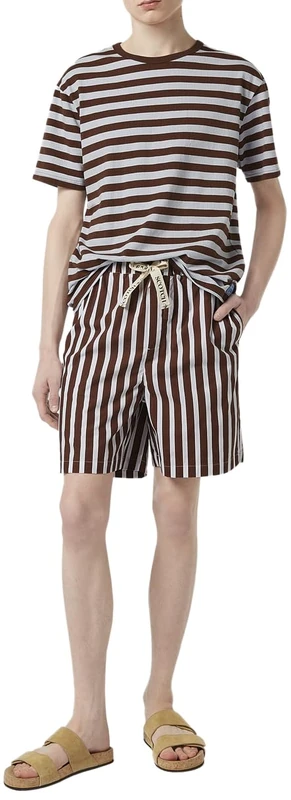 Scotch & Soda Men's Relaxed-Fit T-Shirt, Cold Brew/Sky Blue Stripe, XXL