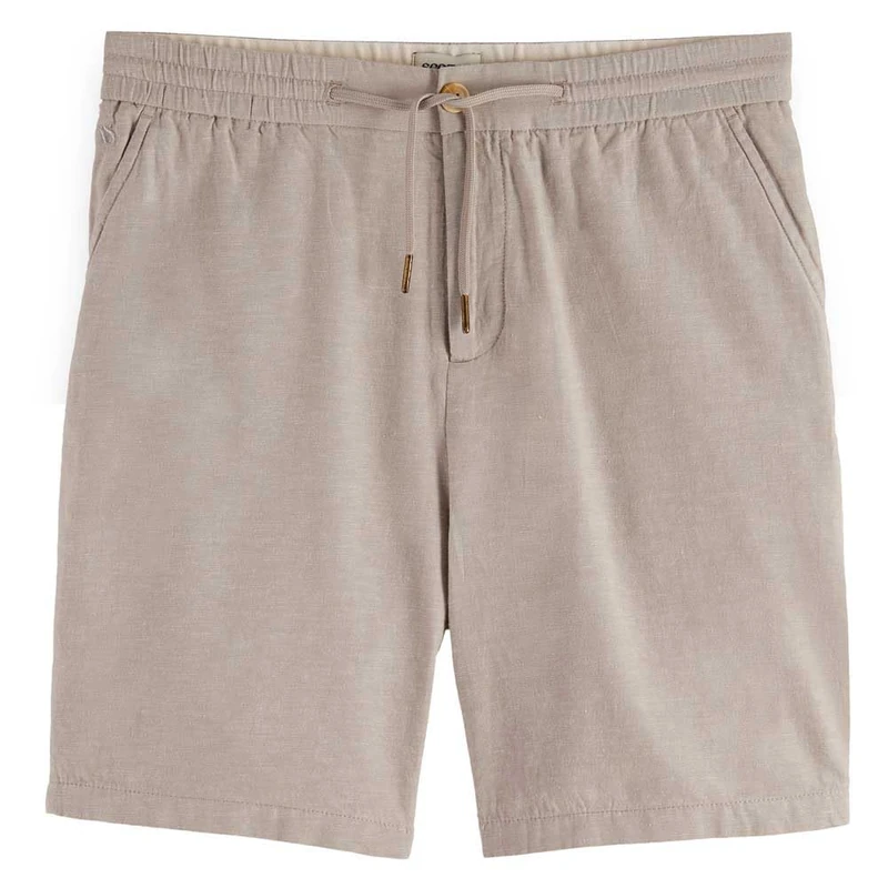 Scotch & Soda Men's Seasonal core-Fave Cotton/Linen Twill Bermuda Shorts, Highway Grey, 36W