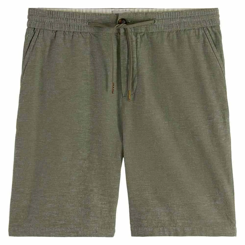 Scotch & Soda Men's Seasonal core-Fave Cotton/Linen Twill Bermuda Shorts, Army, 29W