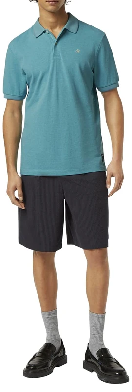 Scotch & Soda Men's Logo Polo Shirt, Sea Blue Melange, M