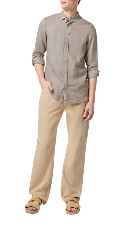 Scotch & Soda Men's Linen Button-Down Shirt, Highway Grey, XL