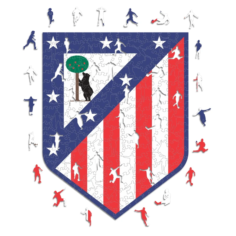 Iconic Puzzles - Atletico Madrid, Logo, Officially Licensed Wooden Puzzle, 100% Sustainable, Gift for Adults and Children, Size M, 270 Pieces