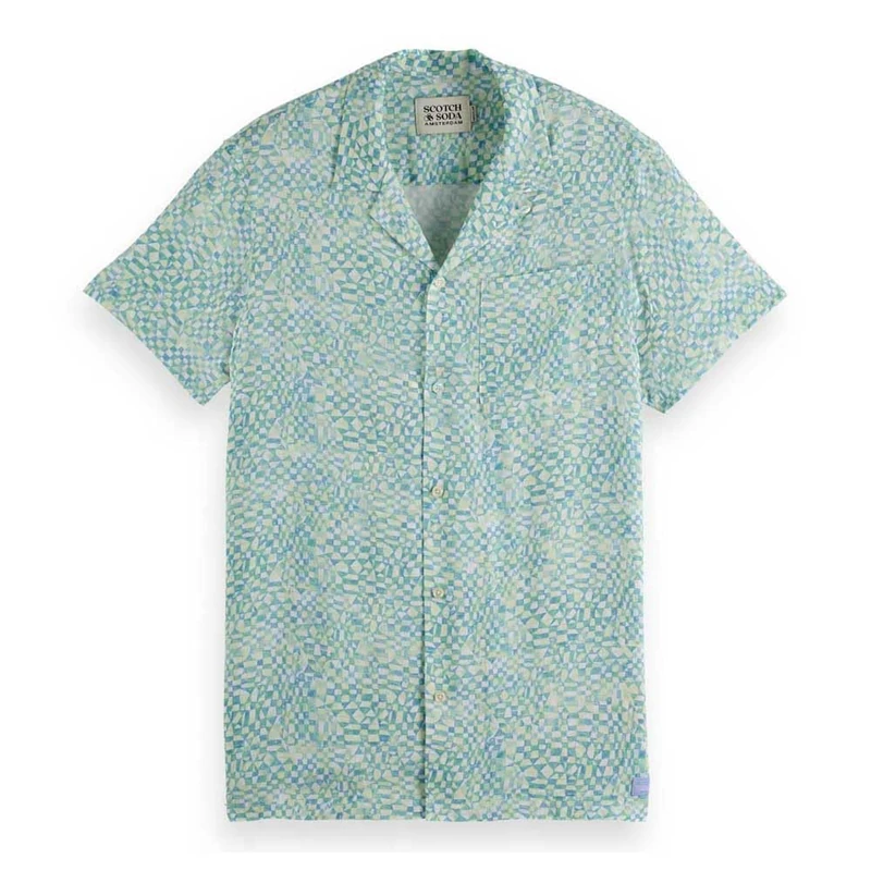 Scotch & Soda Men's Relaxed-Fit Ss Shirt, Luna Ditsy Green AOP, XL