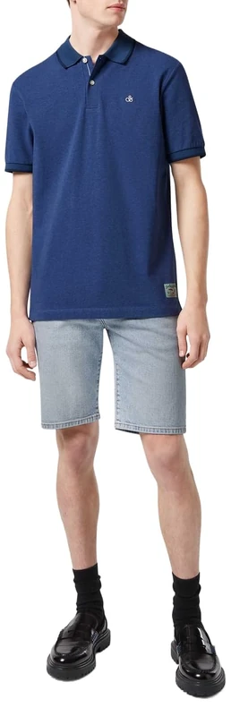 Scotch & Soda Men's Logo Polo Shirt, Atlantic Blue Melange, L