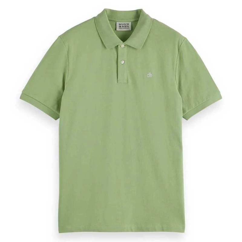 Scotch & Soda Seasonal Core Cotton Pique Regular Fit Polo Shirt, Pistachio 300, M