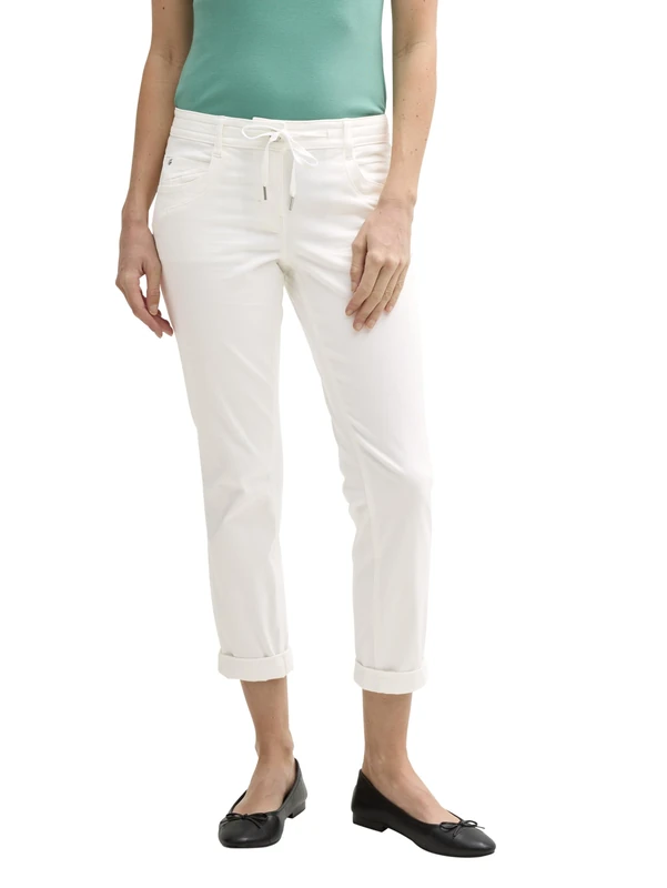 TOM TAILOR Women's 1040963 Tapered Fit Pant, 10332-Off White, 46W x 28L