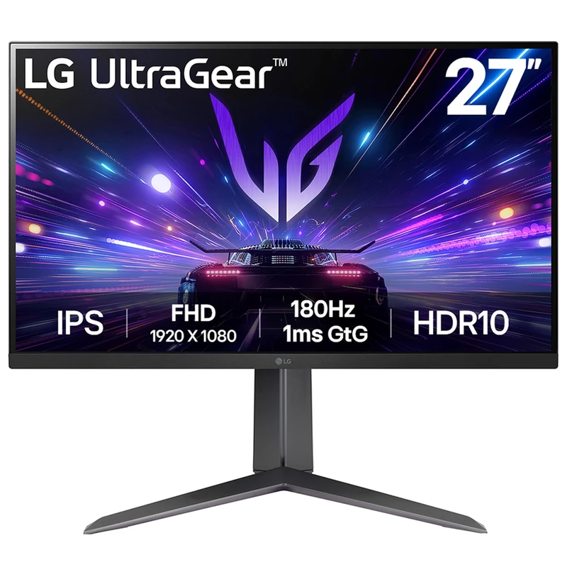LG Ultragear Gaming Monitor 27GS65F, 27 Inch, 1080p, 180Hz, 1ms, IPS Display, HDR 10, NVIDIA G-Sync Compatible & AMD FreeSync , Smart Energy Saving, DisplayPort, HDMI