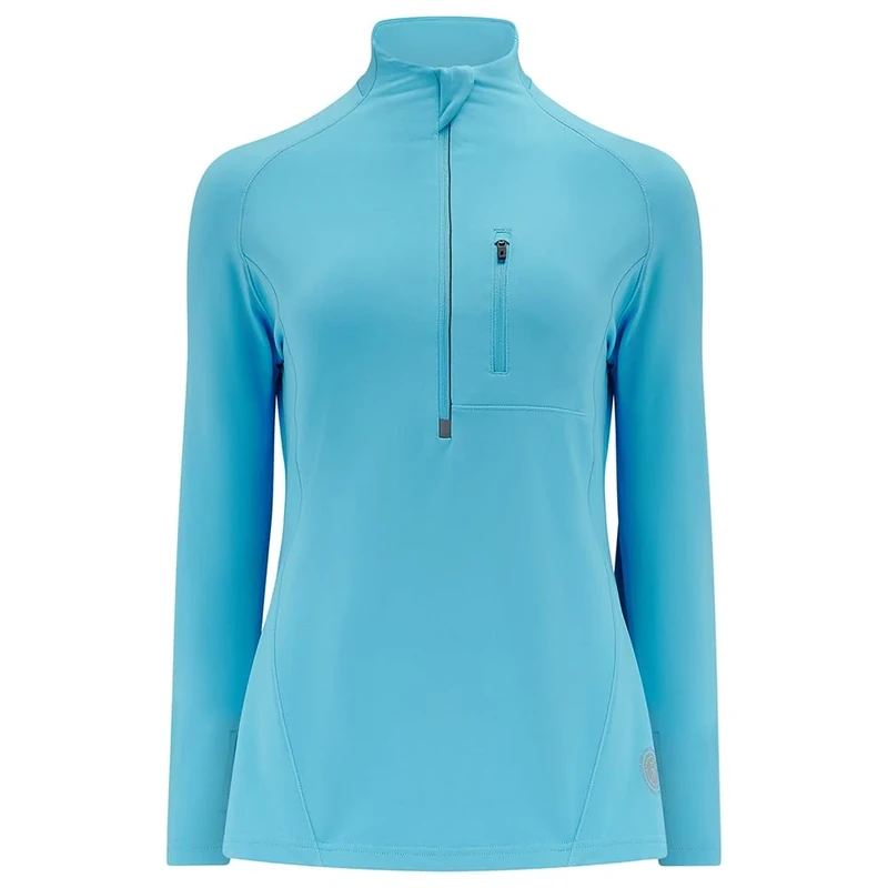Time To Run Long Sleeve Running/Gym/Sports Top For Women Thermal Breathable Quick Dry Shirt Ideal For Winter With Chest Pocket & Thumbloops 16 Atoll Blue