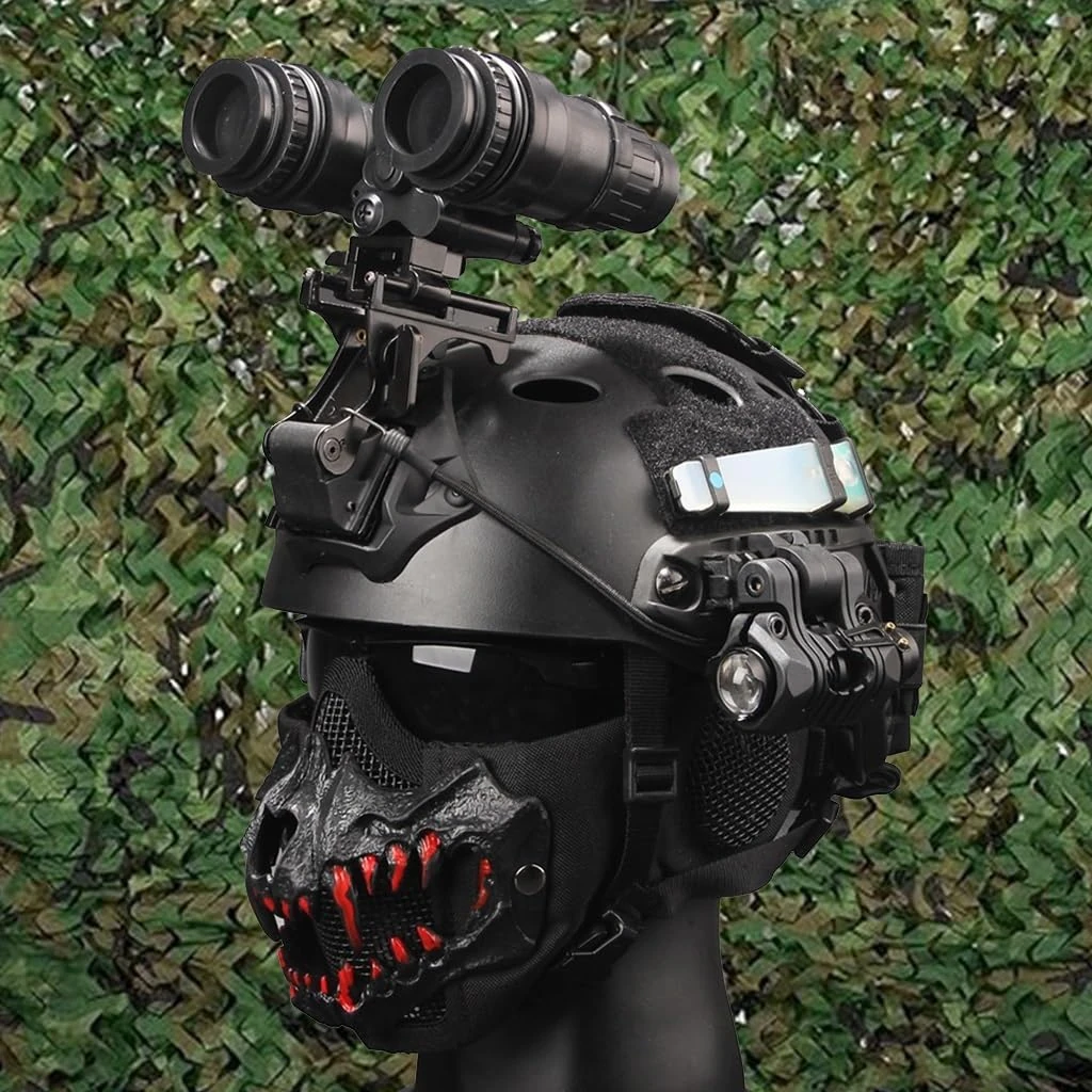 TS TAC-SKY Hunting Game Fast Paintball Helmet Set With Retractable Model, Face Shield And Goggles, Flashlight, Signal Light, NVG Bracket