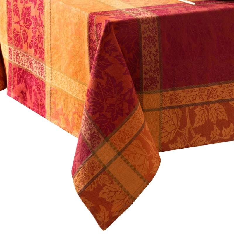 Elrene Home Fashions Maplewood Leaf Jacquard Fall/Harvest/Thanksgiving Woven Cotton Rectangle Tablecloth, 60"x102"