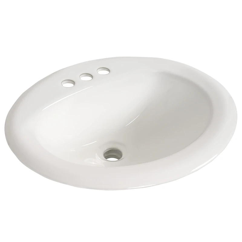 MSI White 21 in. X 18 in. Oval Porcelain Overmount Vanity Sink