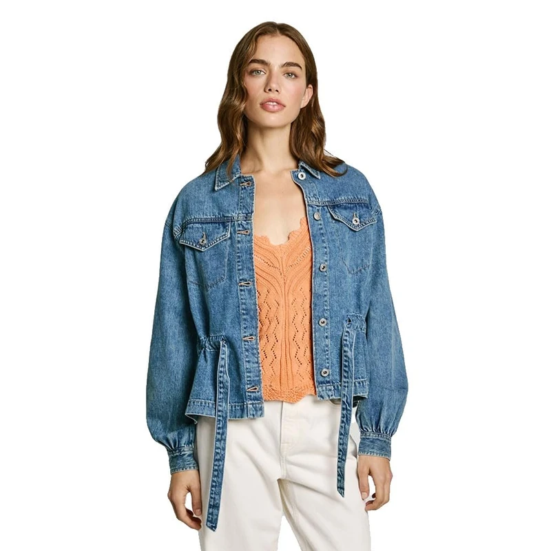 Pepe Jeans Women's CINTHA Jacket, Blue(DENIM), XL