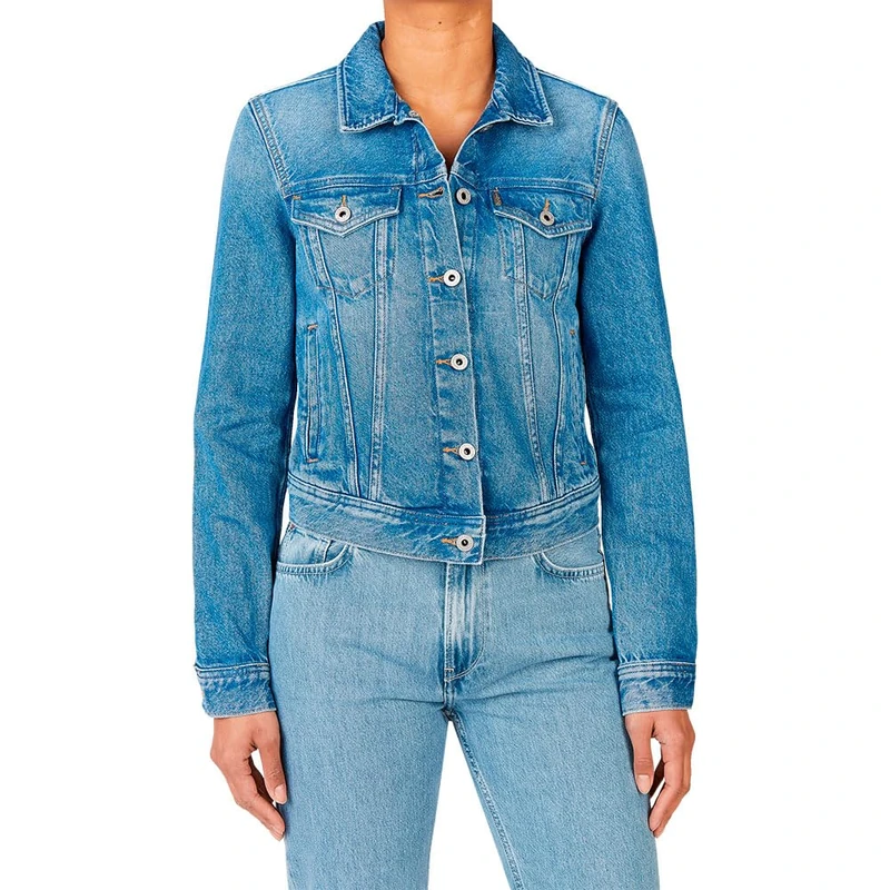 Pepe Jeans Women's Slim Jacket, Blue (Denim-IA5), S