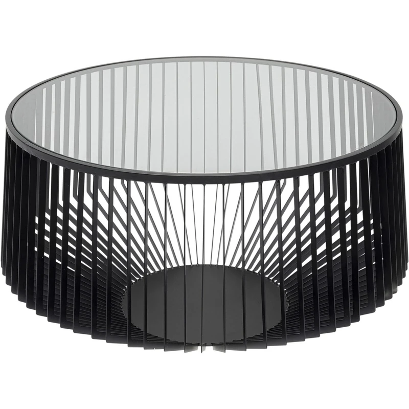 Kare Design Coffee Table Corinne, Black, 80 cm Diameter, Modern, Steel, Glass, Handmade, Gift Idea, Sofa Side Table, Round Bedside Table, Room Decor, Home Decor, Living Room, Office, Hallway