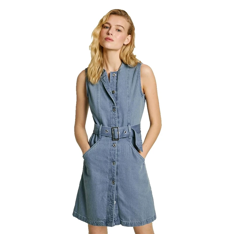Pepe Jeans Women's ELBA Dress, Grey(Denim), L