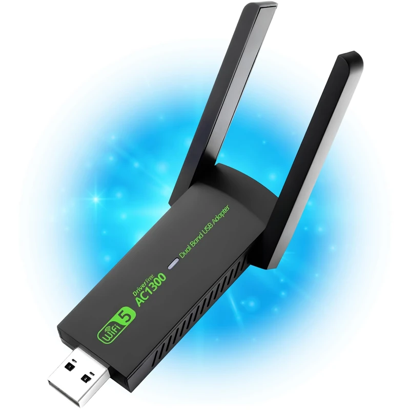 Northernscape WiFi Dongle | 1300mpbs Wifi Adapter | 3.0 USB WiFi 5dBi Dual Band | 2.4GHz/5GHz | Wireless Adapter | PC/Desktop/Tablet/Laptop | Support Windows 11/10/8/7/Vista/XP, Mac OS | No CD