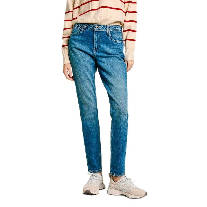 Pepe Jeans Women's Tapered Jeans HW Violet, Blue (Denim-IB5), 28W x 30L
