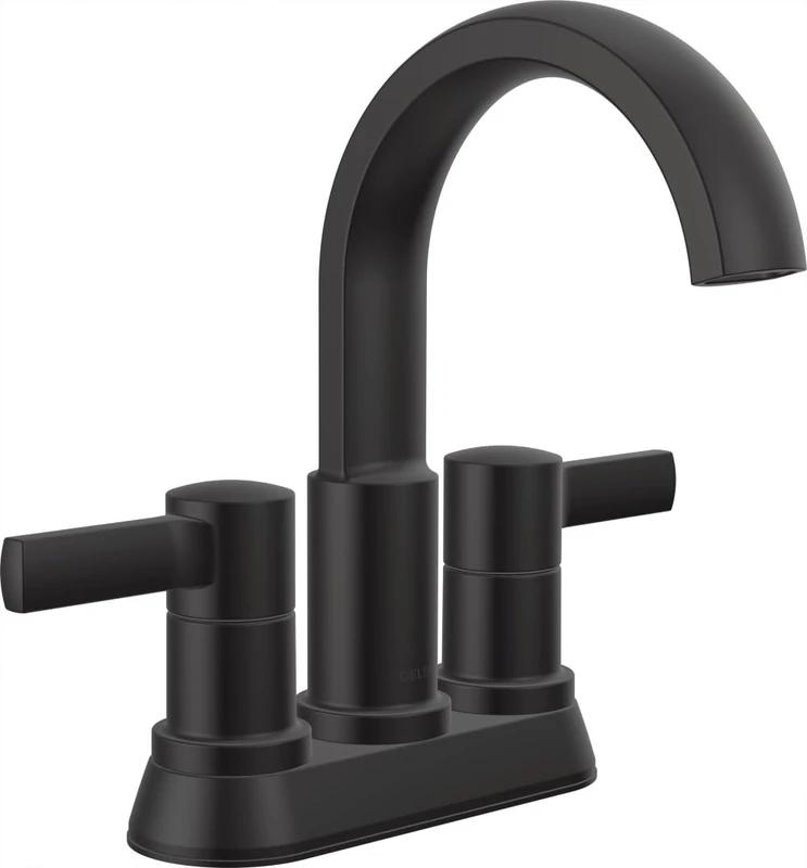 Delta Albion 25855LF-BL Bathroom Faucet with 2 Handles, Delta Centerset Bathroom Sink Faucet, Metal, 1.2 GPM Flow, Matte Black
