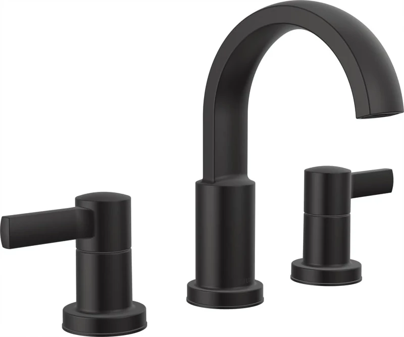 Delta Albion Widespread 3 Hole Bathroom Faucet, Matte Black Bathroom Sink Faucet, 2 Handle Bathroom Faucet, Bath Faucet, Metal Push-Pop Drain Assembly,