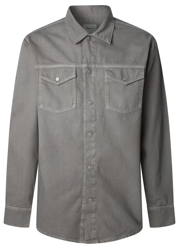 Pepe Jeans Men's Regular Overshirt Shirt, Grey (Denim-YH5), M
