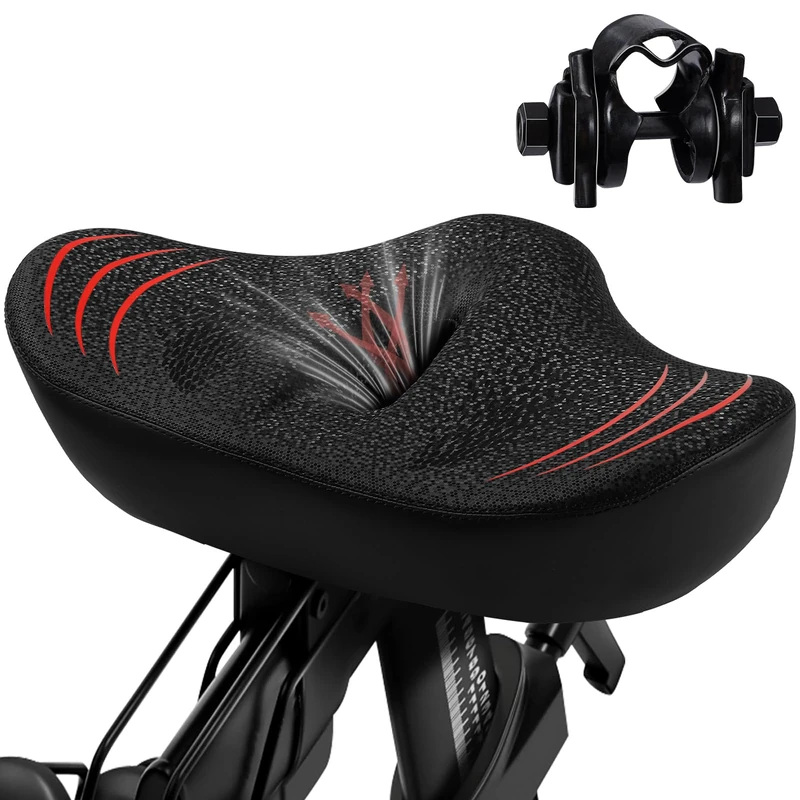 Upgrade Oversize Bike Seat for Men Women, Extra Wide Noseless Bicycle Seat Cushion, Waterproof Comfort Memory Foam Bike Saddle Fit for Peloton Bikes, Exercise Bike, EBikes, City Bike - Image 1