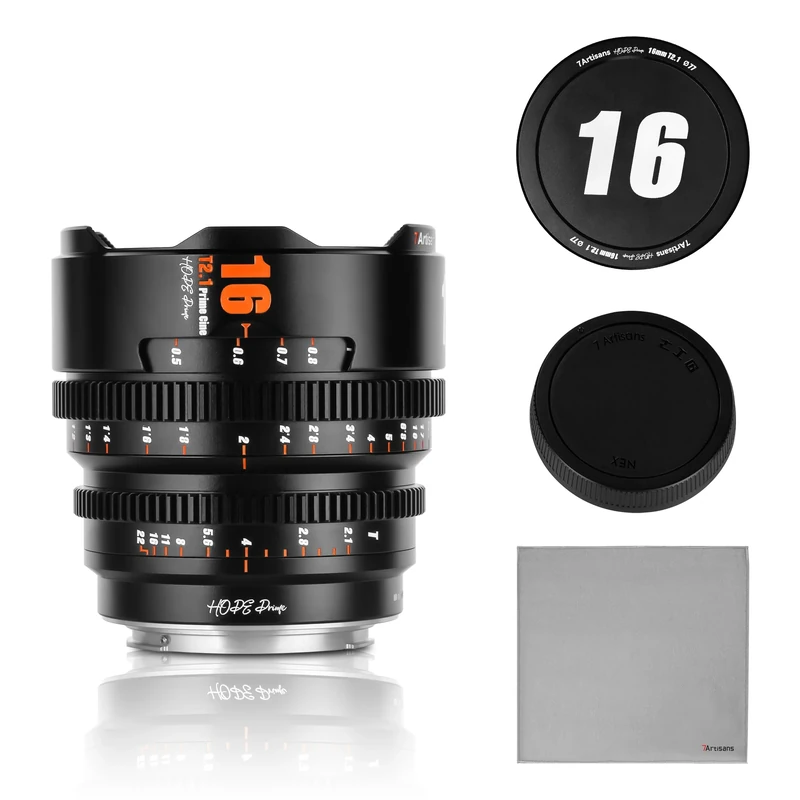 7artisans 16mm T2.1 Professional Cinema Lens S35 Frame Compatible for Fuji X-Mount, for FUJIFILM X-S20/X-T5/X-H2/X-T4/X-H2S/X-T3/X-S10(Black)