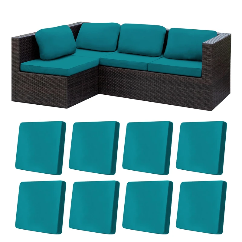 8Pcs Stretch Patio Cushion Covers, Outdoor Couch Cushion Covers Replacement, Patio Slipcovers Couch Cover, Washable Furniture Cover (Peacock Blue, Cover Only)