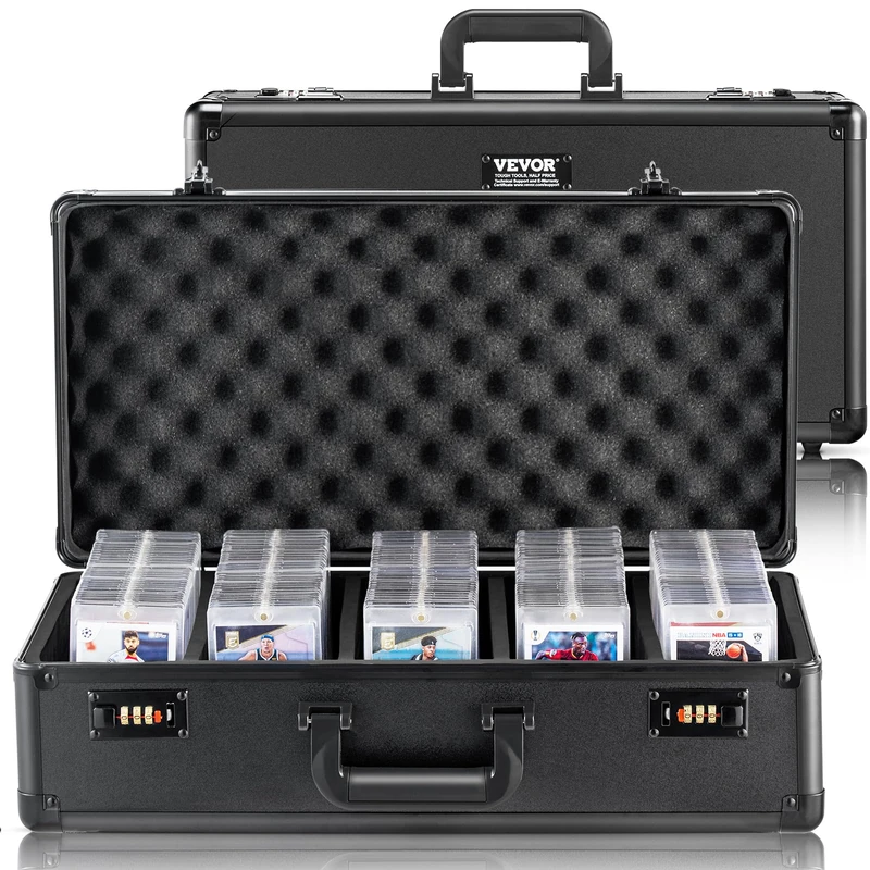 VEVOR Graded Card Storage Box, 5 Slots, Graded Sports Cards Holder Carrying Case with Coded Lock Foam Dividers, for 162 PSA Graded Cards 115 BGS Cards 130 SGC Cards 585 Top Loaders or 999+ Loose Cards - Image 1