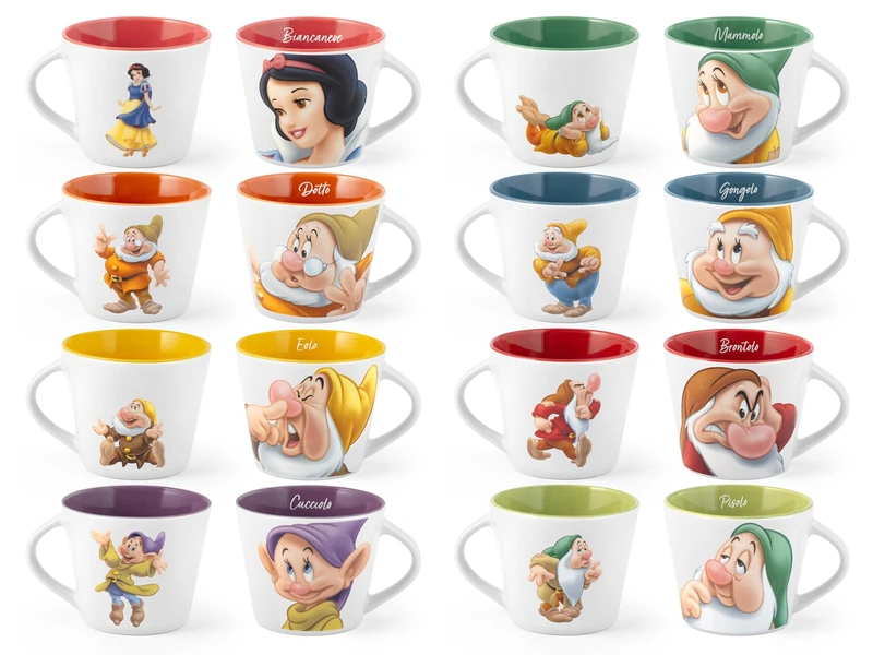 Home - Seven Dwarfs Set of 12 Tea Cups Seven Dwarfs POP 280cc Assorted Characters New Bone China Dishwasher Safe Microwave Safe