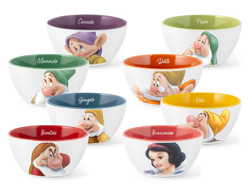 Home - Seven Dwarfs Set of 12 Cereal Bowls Seven Dwarfs POP 590cc Assorted Characters New Bone China Dishwasher Safe Microwave Safe - Image 1