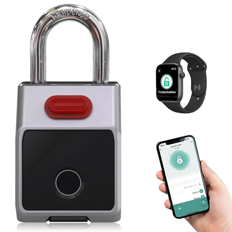 Heavy Duty Blutooth Fingerprint Padlock with Digital Code Padlock Lockless Weatherproof for Gym Office Home Garden Cabinet