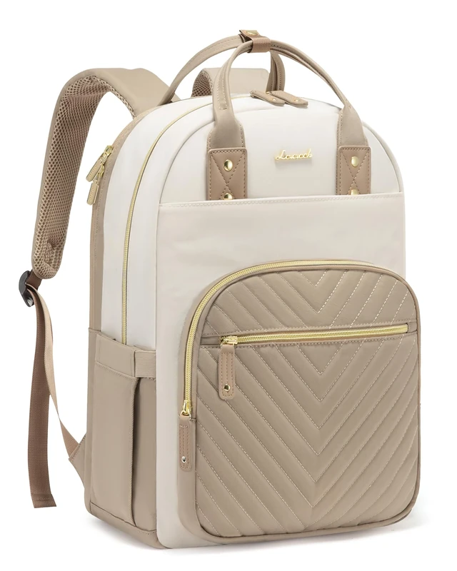 LOVEVOOK Laptop Backpack Women, 17.3 Inch Rucksack Bag for School Travel Business Uni, Large Work Backpacks Womens with Anti-Theft Zipper, Lightweight Ladies Back Pack, Khaki