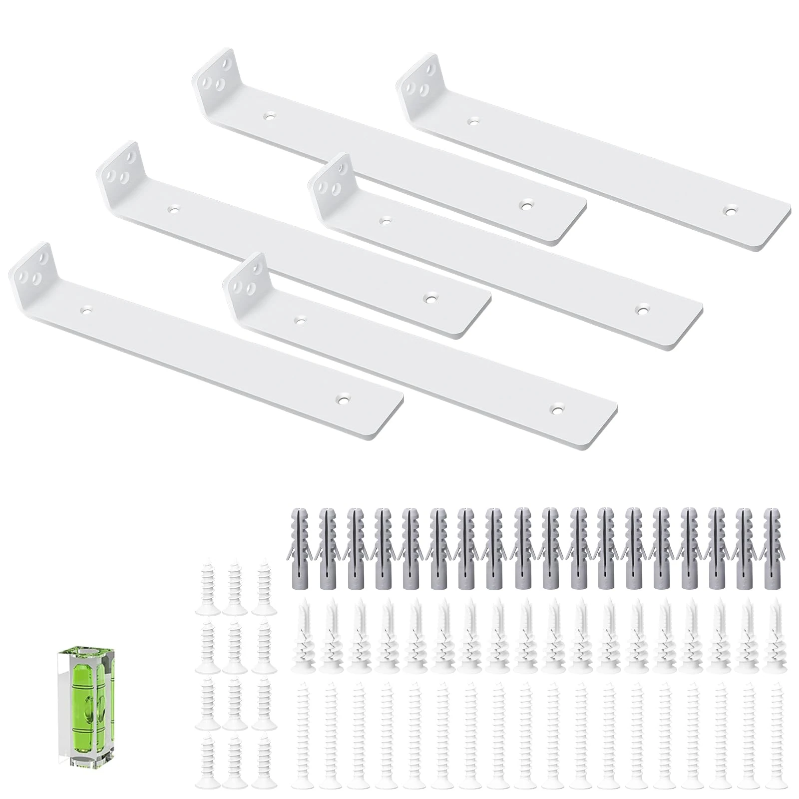 Shelf Brackets, 6 Pcs of 30cm/12inch Heavy Duty Industrial Shelf Bracket, White Metal L Brackets for Shelves Support DIY(5mm Thicked)