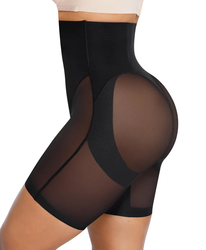 SHAPELLX Shapewear for Women Tummy Control High Waist Shaping Butt Lifting Shorts Seamless Slimmer Womens Body Shaper Panties, Black, S