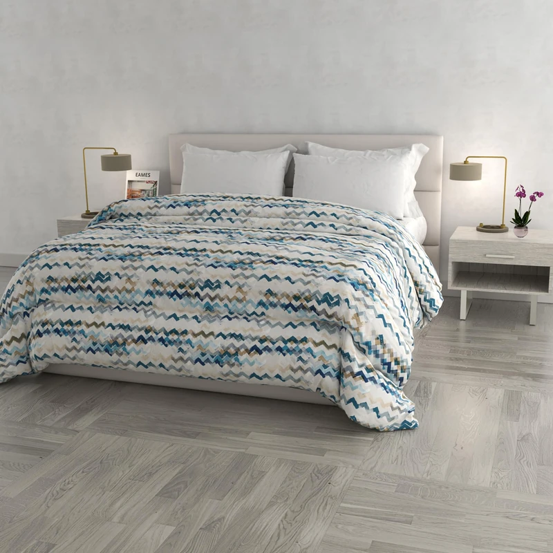 Italian Bed Linen Modernsky Fashion Printed and Padded Winter Quilt, Double 260 x 260 cm