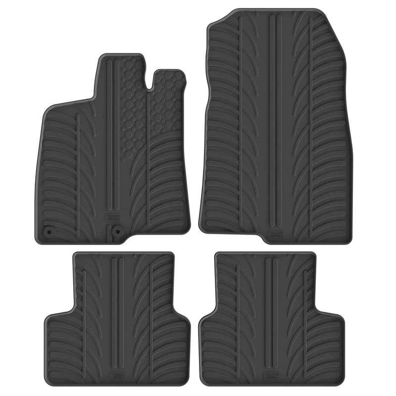 Gledring Set of Rubber Mats Compatible with Peugeot 3008 III Hybrid & Plug-in Hybrid 2024- (T Profile 4-Piece + Mounting Clips), Black