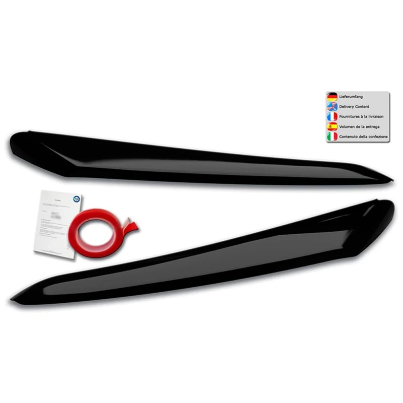 RDX Racedesign Head light spoilers compatible with Citroën Jumper & Fiat Ducato & Peugeot Boxer 2014- / Opel Movano 2021- / Toyota Proace Max 2024- (ABS Gloss Black)