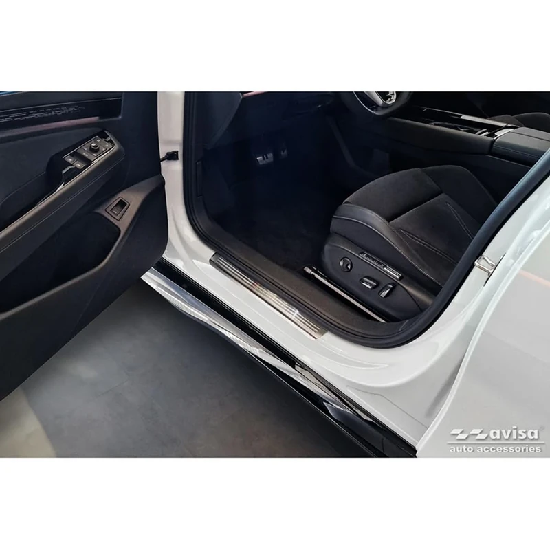 Avisa Inox door sill protectors compatible with Volkswagen ID.7 2023- & ID.7 Tourer 2024- 'Lines' - 4-pieces