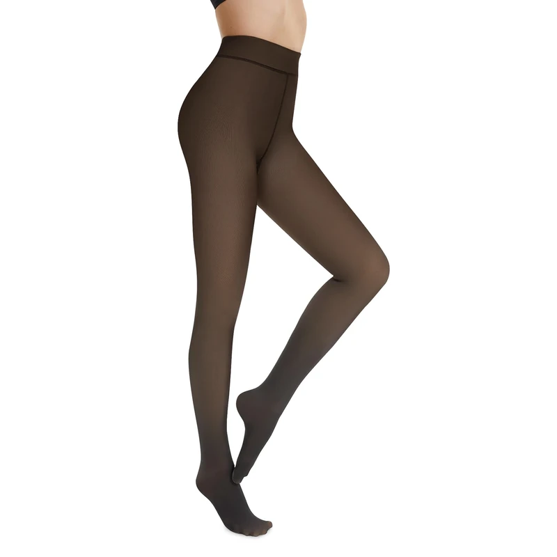 FOTOCITI Fleece Lined Tights for Women Fake Translucent Pantyhose Black Stretch Sheer Thick Tights Ladies Thermal Leggings Winter Warm Stocking