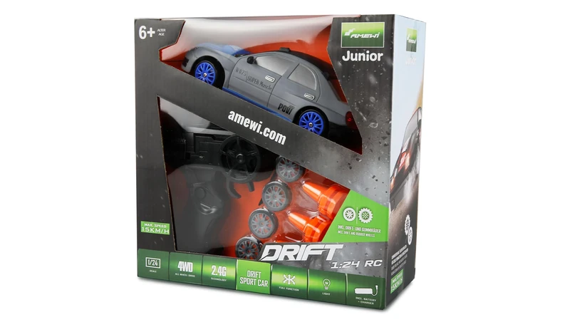 Amewi Drift Sport Car 4WD 1:24 RC Remote Control RTR Grey