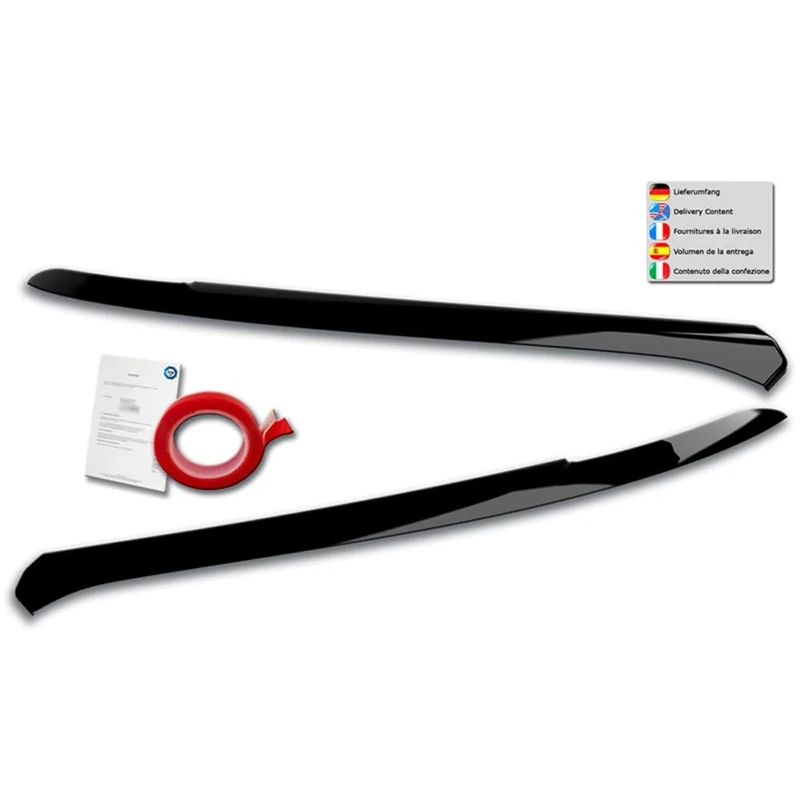 RDX Racedesign Head light spoilers compatible with Volkswagen T-Roc (A1) 2017-2021 (ABS Gloss Black)