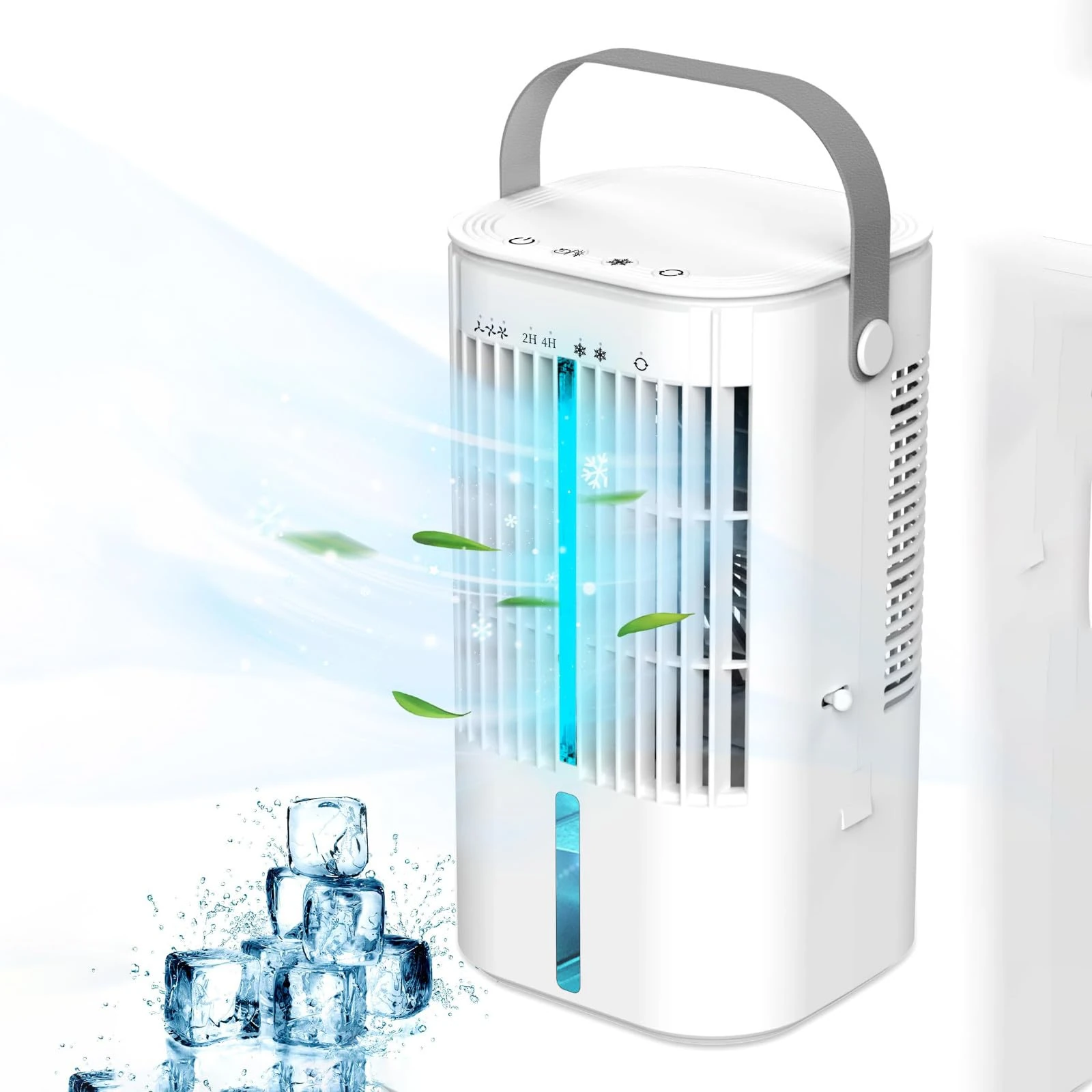 2024 Portable Air Conditioner, Portable 4-in-1 Air Cooler, 900 ml Evaporative Air Cooler with 90° Oscillation, 3 Wind Speeds and 2 Cold Mist, LED Light
