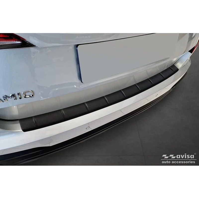 Avisa Matt Black Stainless Steel Rear bumper protector compatible with Skoda Kamiq Facelift 2024- 'Ribs'