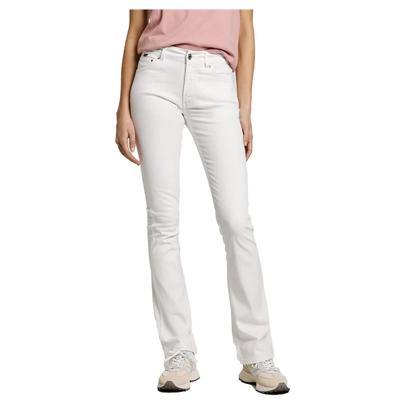 Pepe Jeans Women's MID Rise Flare New Pimlico Trouser, White(White), 27W