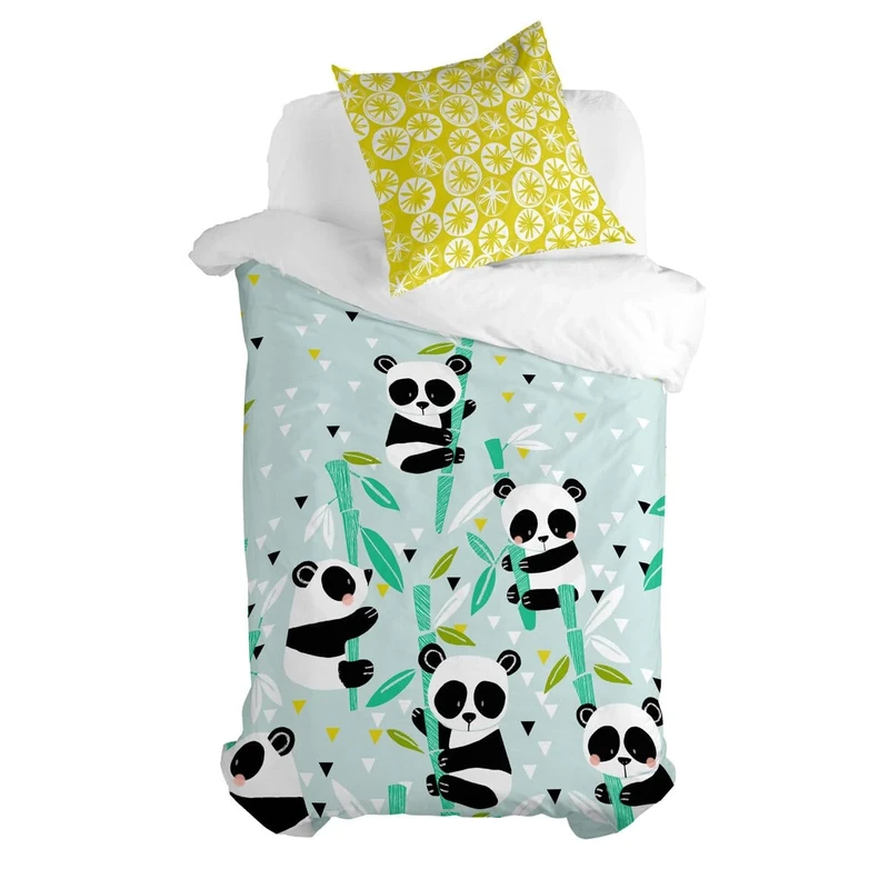 HappyFriday Moshi Moshi Panda Garden Blue Blue Duvet Cover Set 80 Bed 2 Pieces
